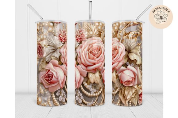 20oz 3D Pink Rose Diamond Flower Tumbler: A Digital Design Resource for Modern Creators