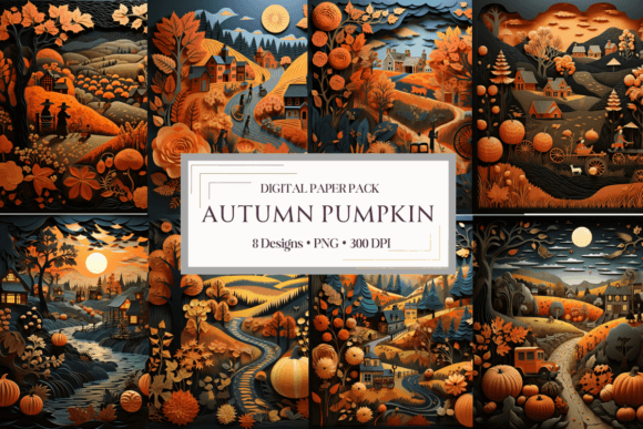 3D Autumn Pumpkin Backgrounds for Seasonal Projects and Digital Design