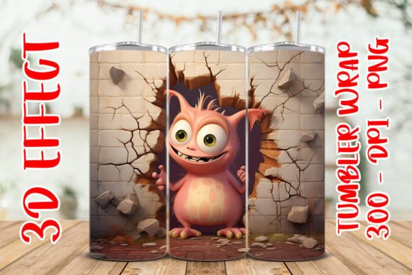 3D Cute Monster Flower Tumbler 9: A Digital Design for Creative Sublimation Projects