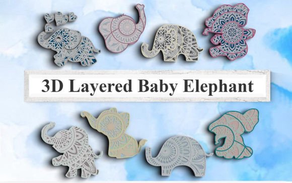 3D Elephant SVG Bundle for Baby Showers