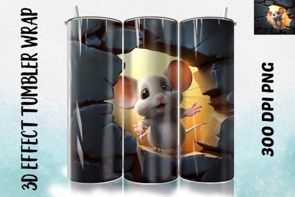 3D Mouse Flower Tumbler 10: Sublimation Wrap PNG