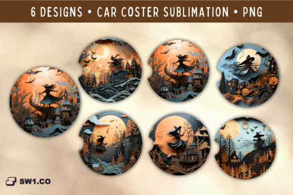 3D Paper Art Halloween Car Coaster PNG: Strategic Application for Seasonal Product Lines