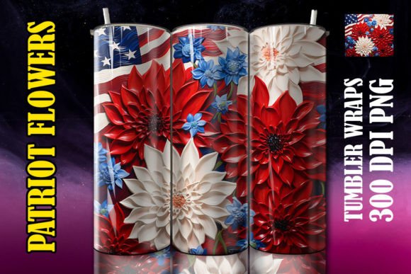 3D Red Dahlias Flower Tumbler Sublimation Design