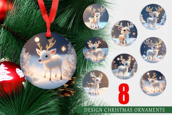 3D Reindeer Ornament PNG Assets