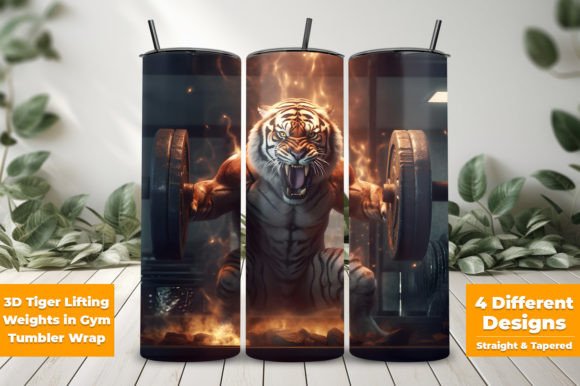 3D Tiger Lifting Weights Gym Tumbler Design