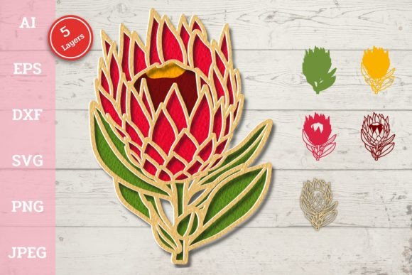 3D Tropical Flower Protea: Bold Digital Art