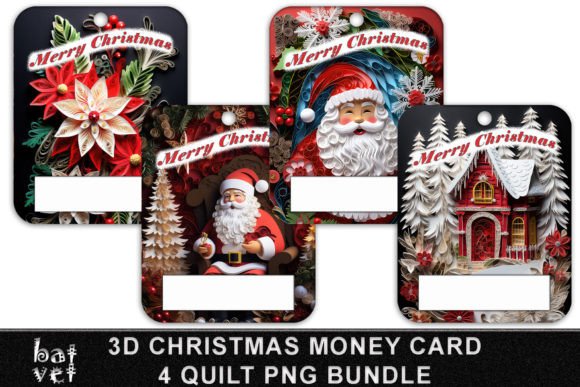 Elevate Holiday Gifting with the 3D Christmas Quilt Money Card Bundle PNG