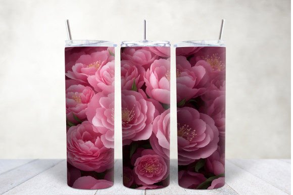 Elevating Drinkware Aesthetics with the 3D Pink Flowers Tumbler Wrap