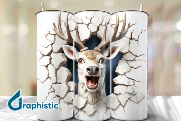 Evaluating Reindeer 3D Smash Wall Art Background 16 for Digital Design and Print Projects