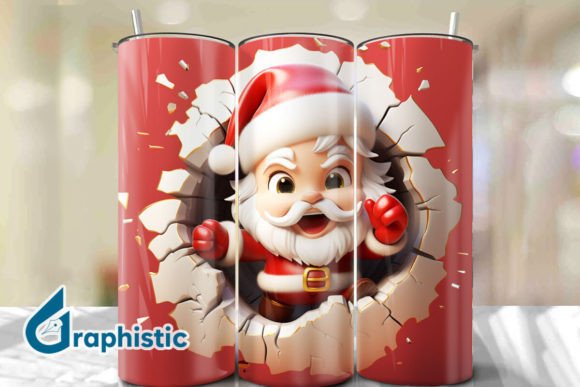 Maximizing Holiday Creativity with Santa 3D Smash Wall Art Background 03 Digital Assets