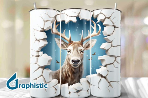 Reindeer 3D Smash Wall Art Background 12: Elevating Digital and Print Design