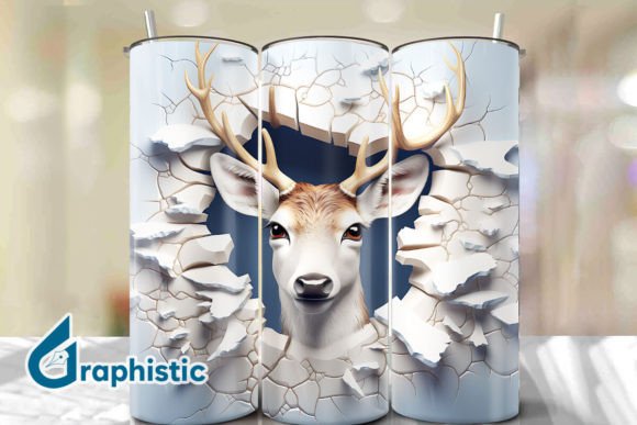 Reindeer 3D Smash Wall Art Background 19