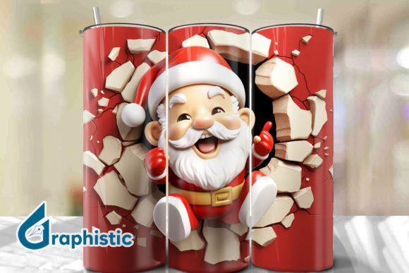 Santa 3D Smash Wall Art Background 06: Elevating Holiday Design with High-Resolution Digital Assets